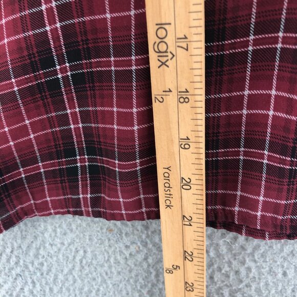 BB Dakota Jack Top Womens Medium Red Plaid Cropped Roll Tab Long Sleeve Button - Picture 9 of 11